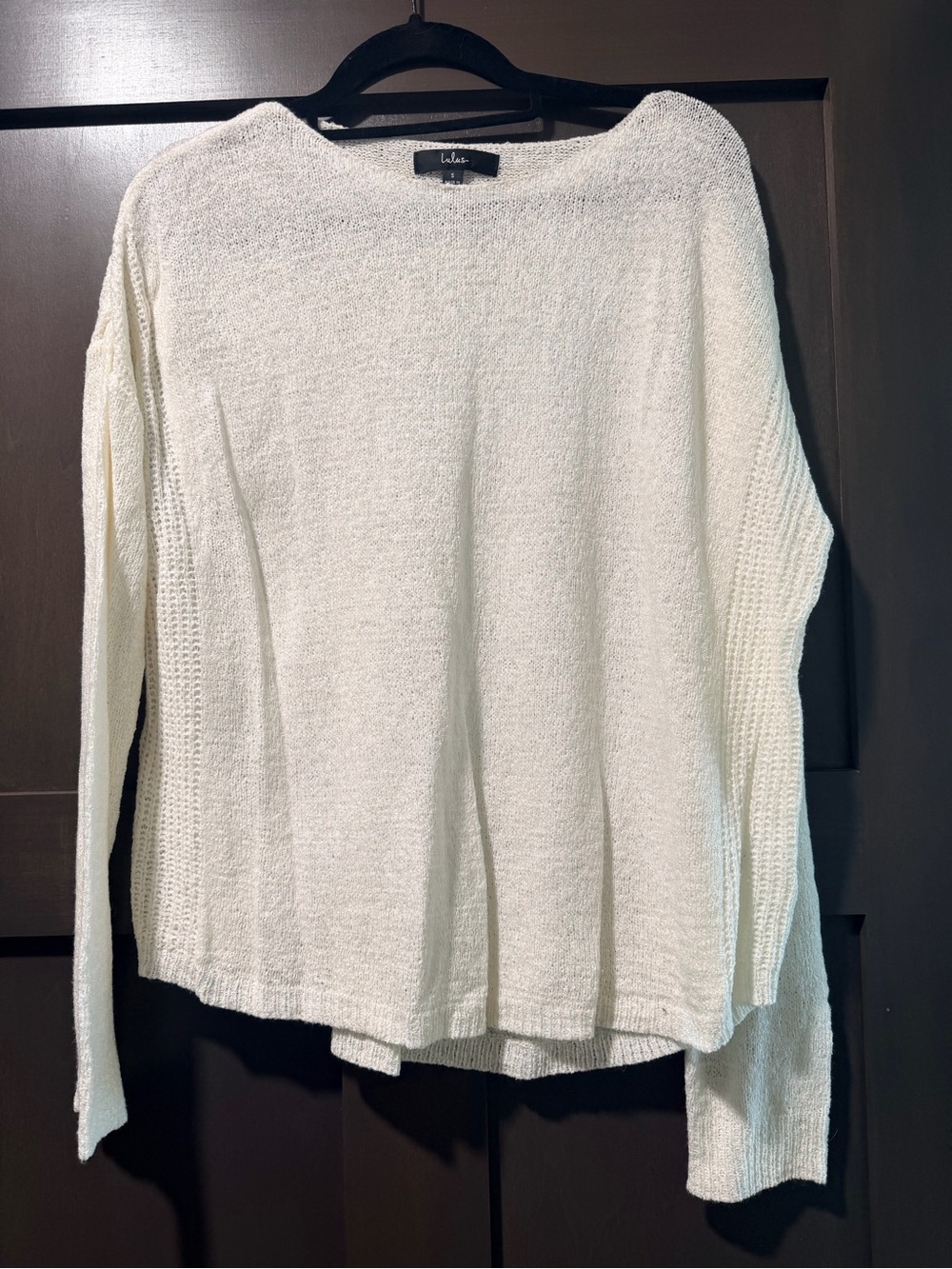 Lulu's Ivory Textured Knit Scoop Neck Sweater